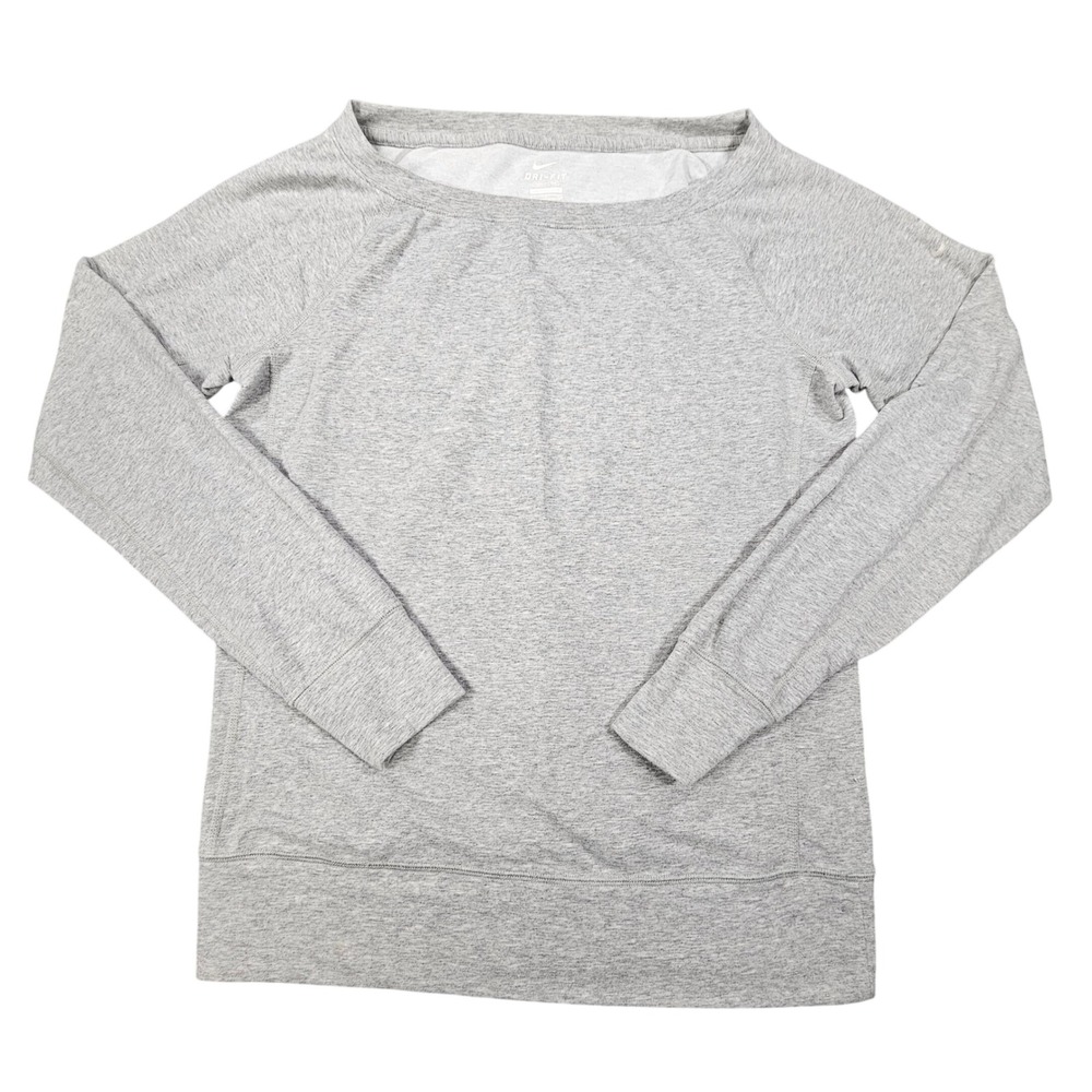 Nike Dri-FIT Off The Shoulder Sweatshirt‎ Grey French Terry Studio Pullover S